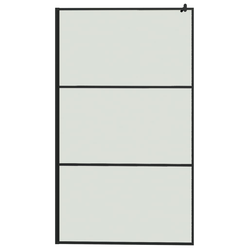 Pregrada za tuš s policom crna 115x195 cm staklo ESG i aluminij