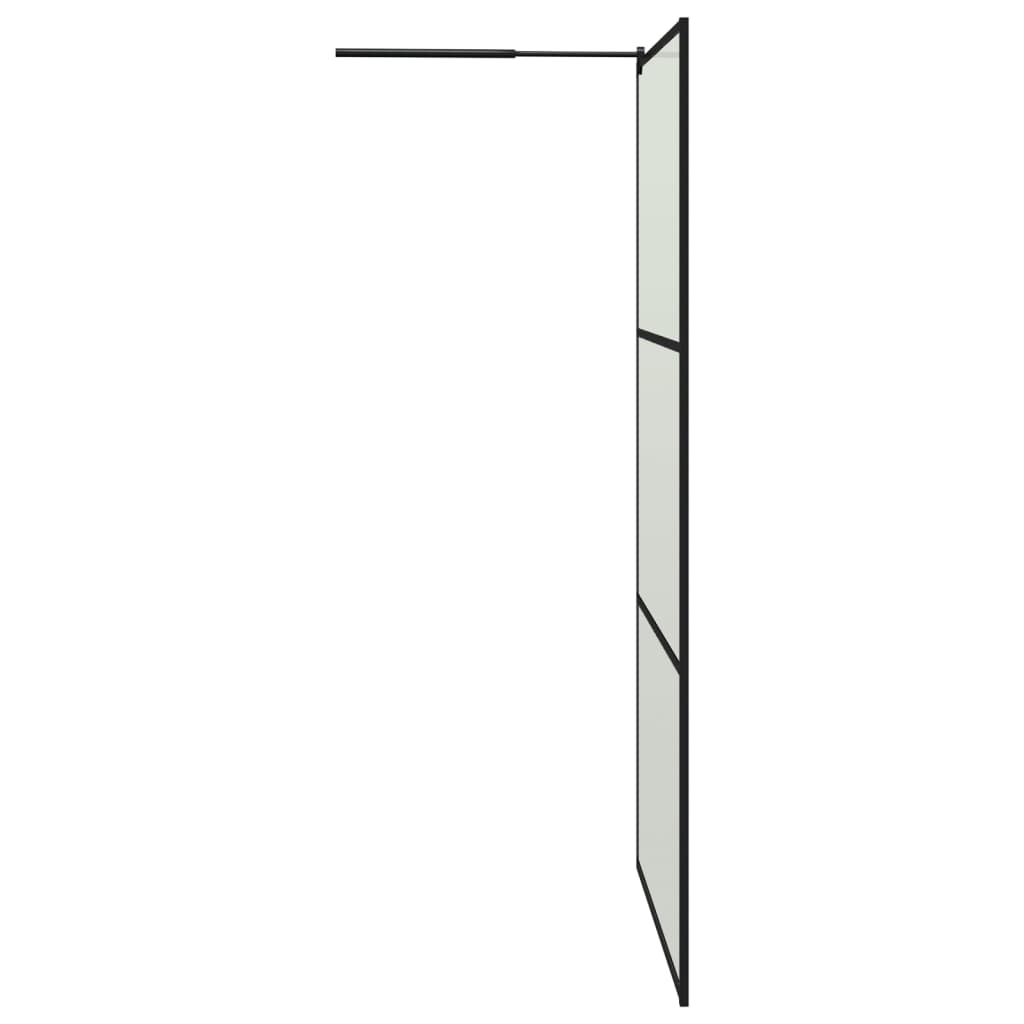 Pregrada za tuš s policom crna 115x195 cm staklo ESG i aluminij