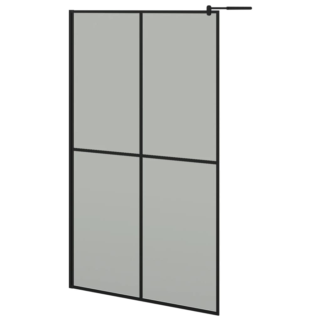 Pregrada za tuš s policom crna 118x190 cm staklo ESG i aluminij