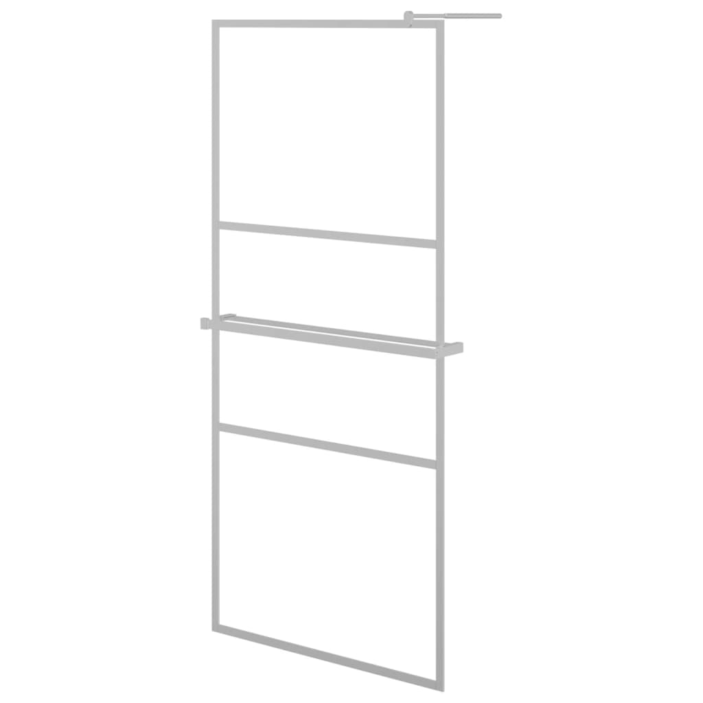 Pregrada za tuš s policom krom 90x195 cm staklo ESG i aluminij
