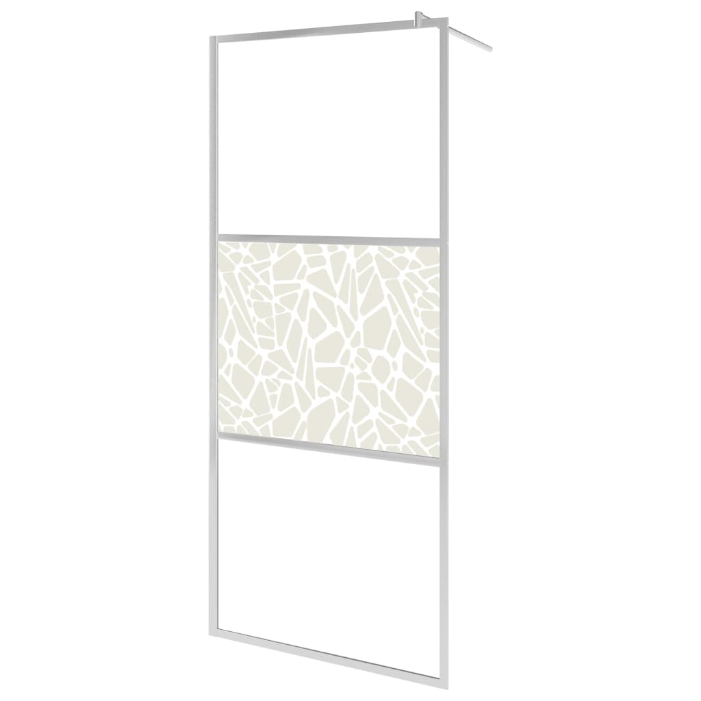 Pregrada za tuš s policom krom 115x195 cm staklo ESG i aluminij