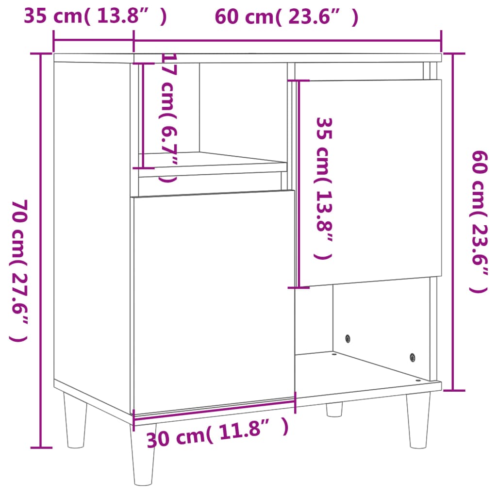 Komode 2 kom boja dimljenog hrasta 60x35x70cm konstruirano drvo