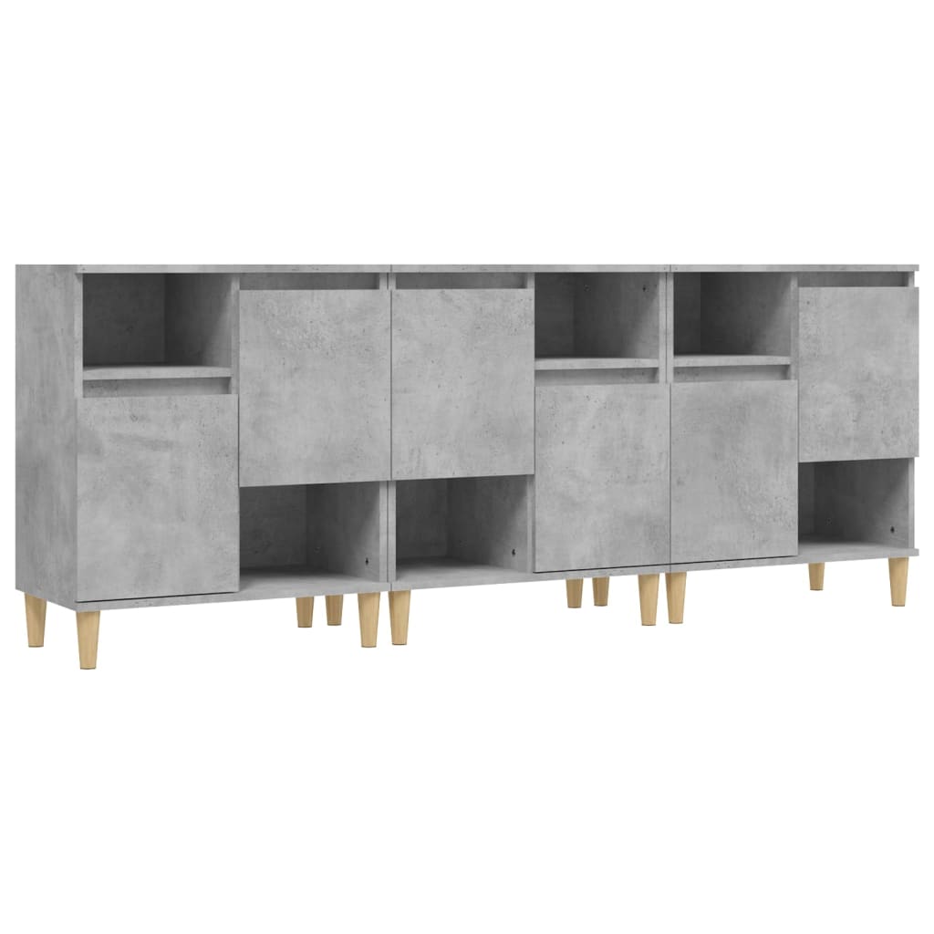Komode 3 kom siva boja betona 60x35x70 cm od konstruiranog drva
