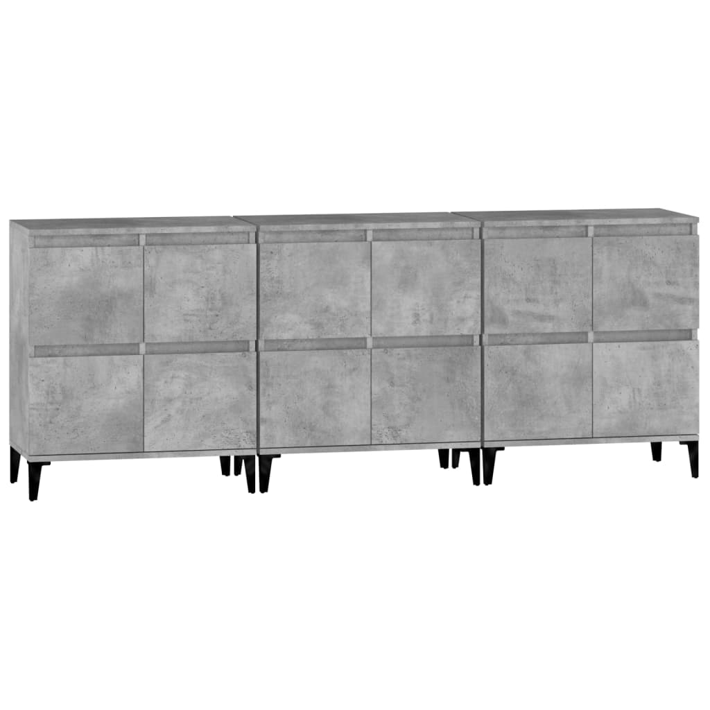 Komode 3 kom siva boja betona 60x35x70 cm od konstruiranog drva