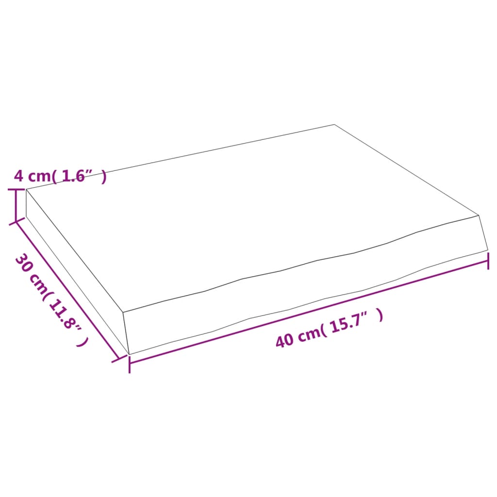 Kupaonska radna ploča 40x30x(2-4) cm netretirano masivno drvo