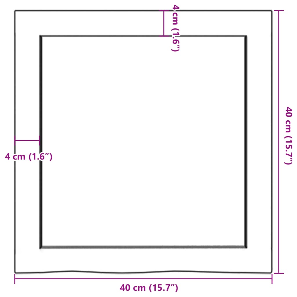 Kupaonska radna ploča 40x40x(2-4) cm netretirano masivno drvo
