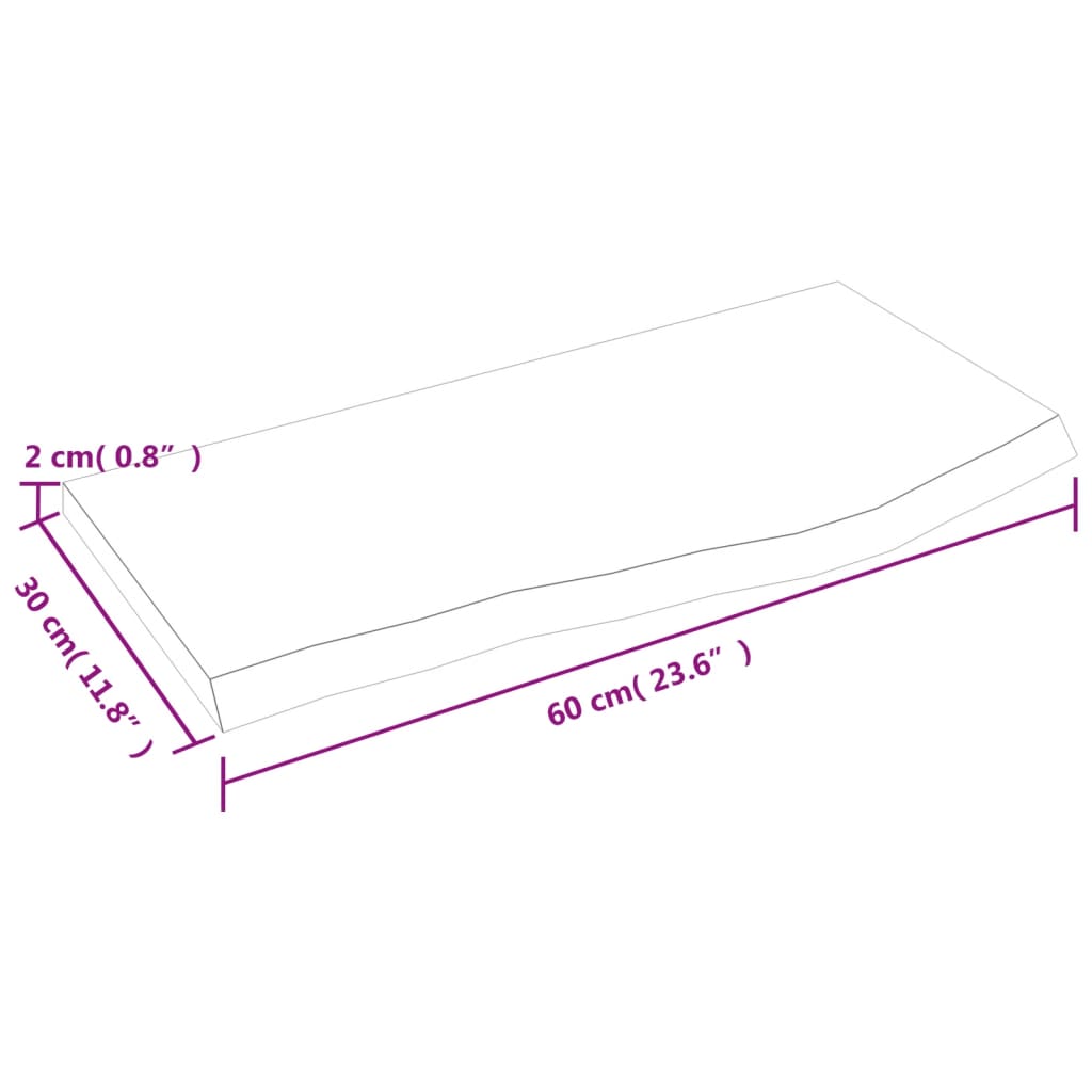 Kupaonska radna ploča 60 x 30 x 2 cm netretirano masivno drvo
