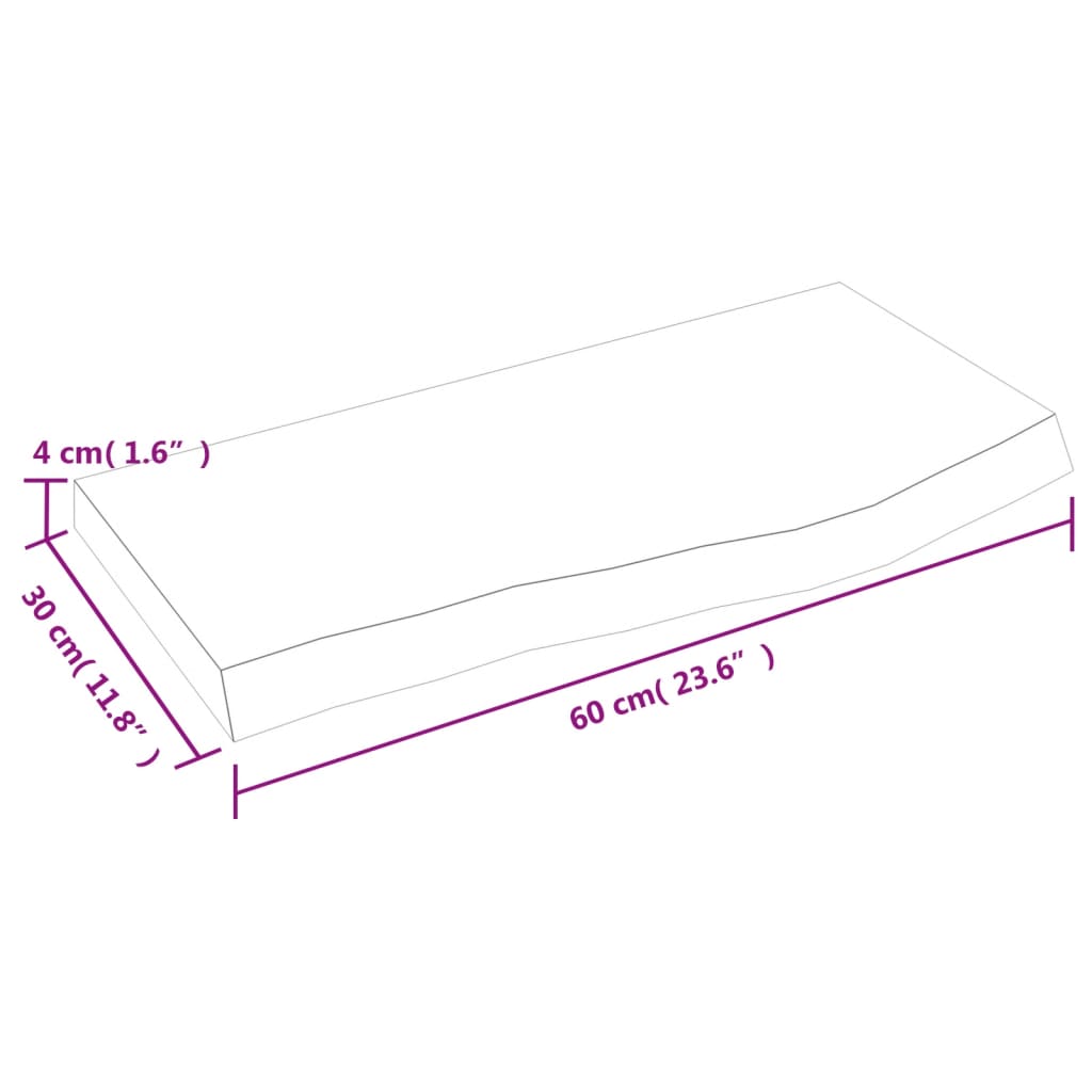 Kupaonska radna ploča 60x30x(2-4) cm netretirano masivno drvo