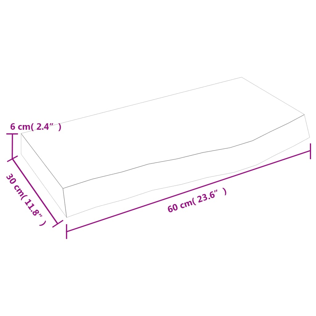 Kupaonska radna ploča 60x30x(2-6) cm netretirano masivno drvo