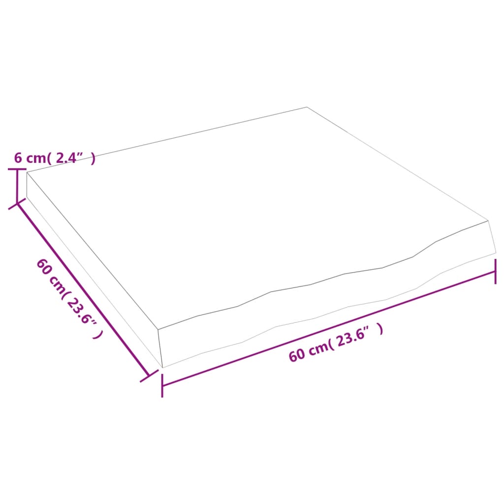 Kupaonska radna ploča 60x60x(2-6) cm netretirano masivno drvo