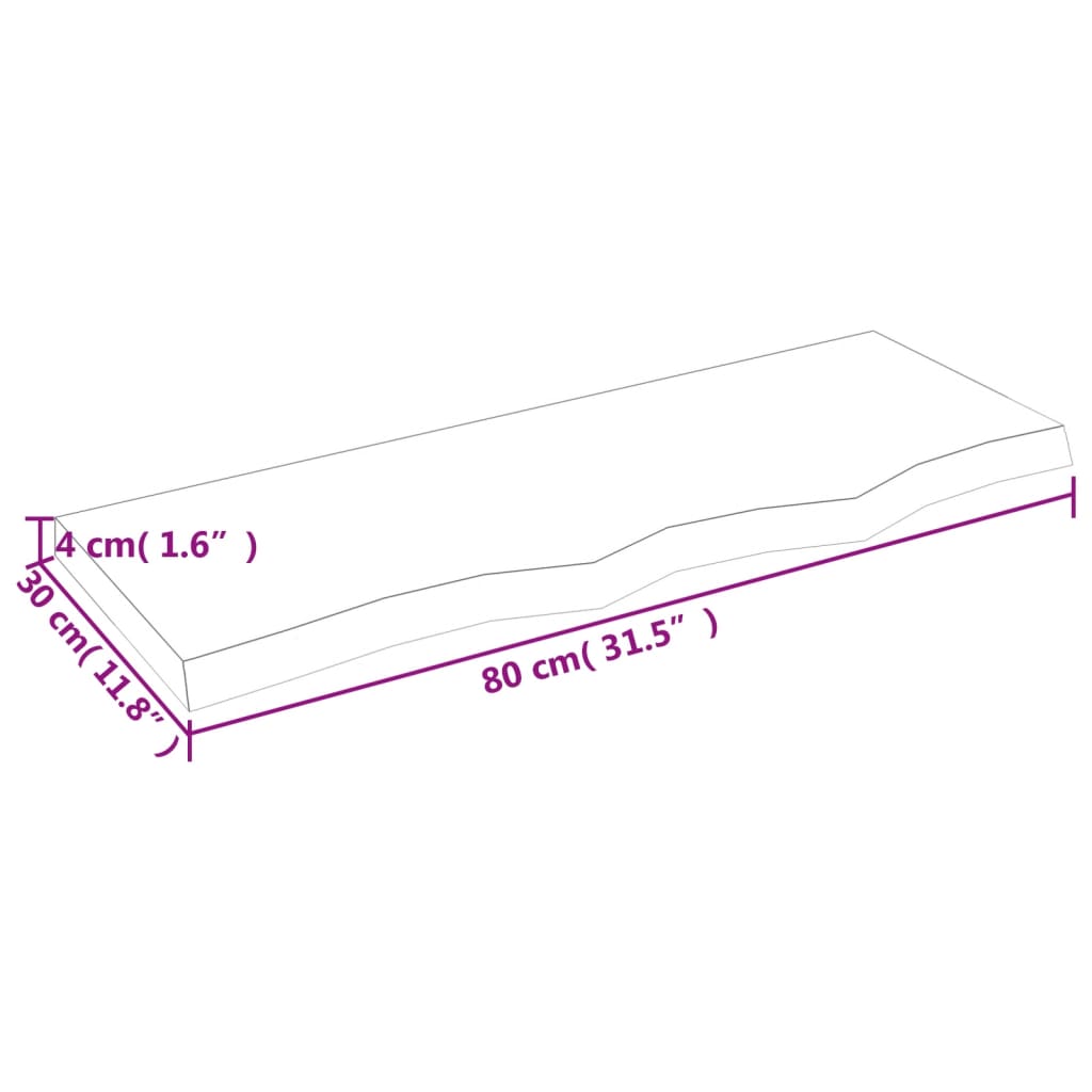 Kupaonska radna ploča 80x30x(2-4) cm netretirano masivno drvo