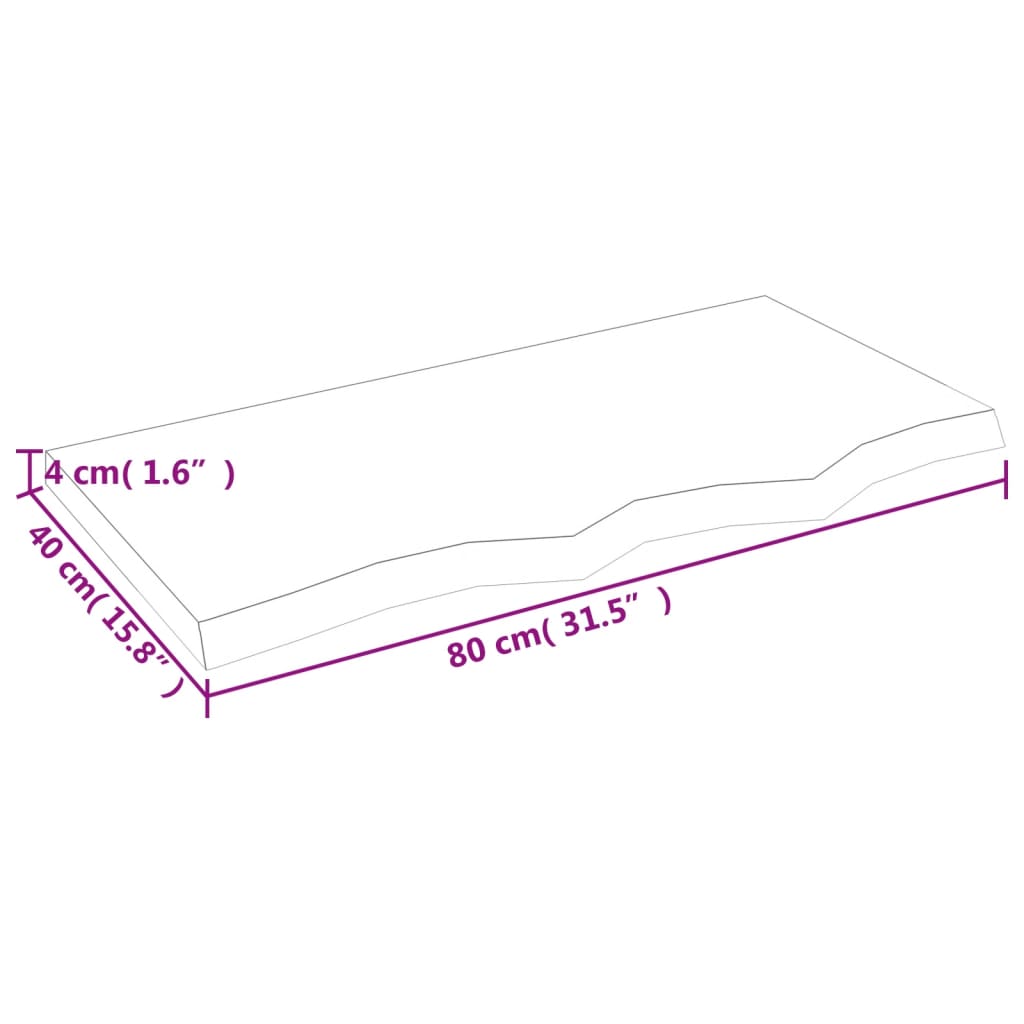 Kupaonska radna ploča 80x40x(2-4) cm netretirano masivno drvo