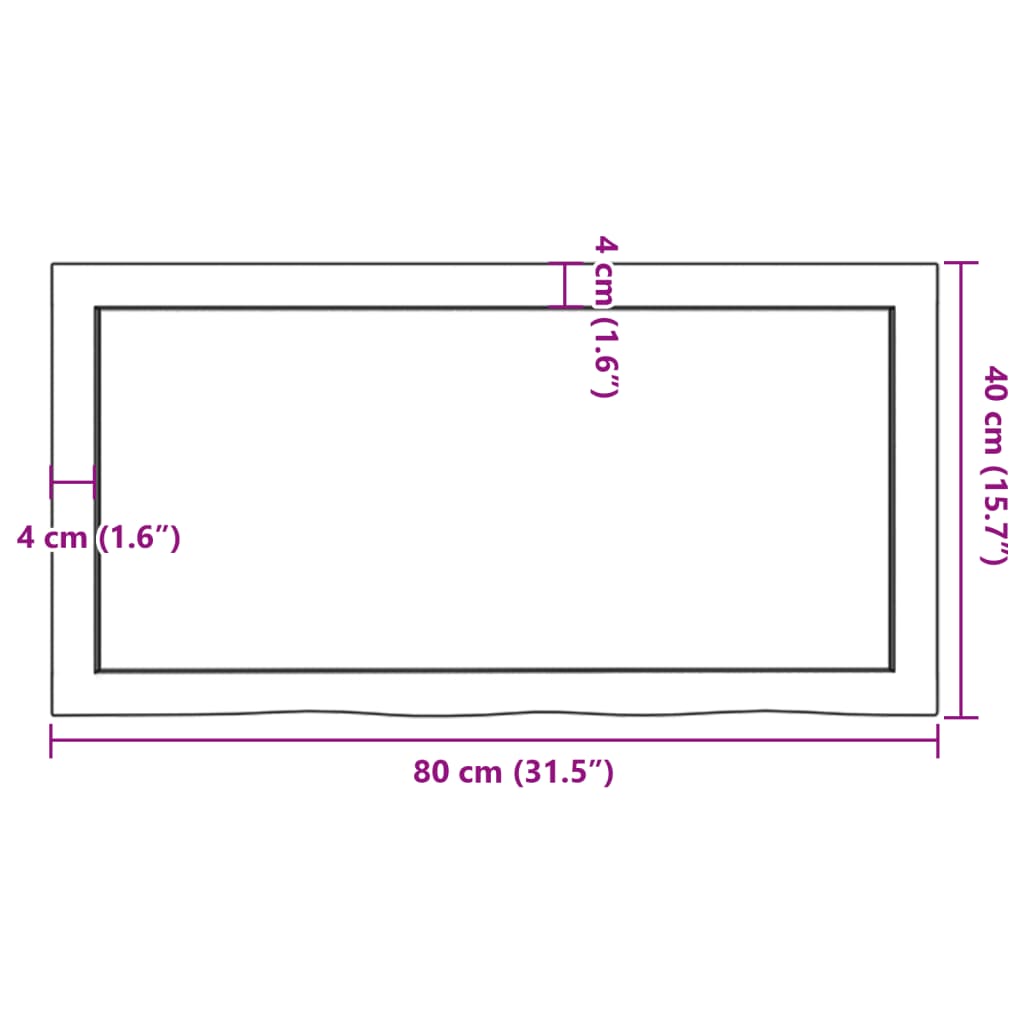Kupaonska radna ploča 80x40x(2-6) cm netretirano masivno drvo