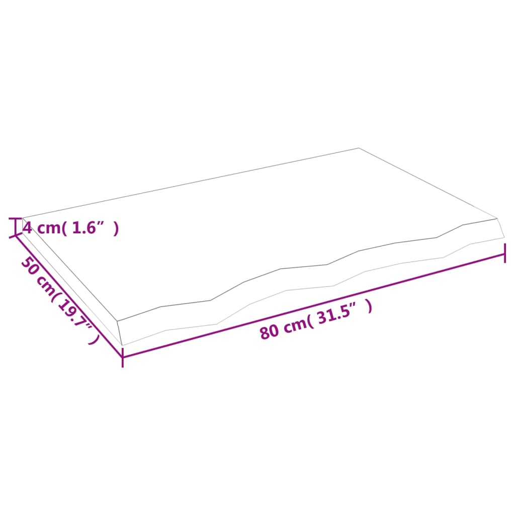 Kupaonska radna ploča 80x50x(2-4) cm netretirano masivno drvo