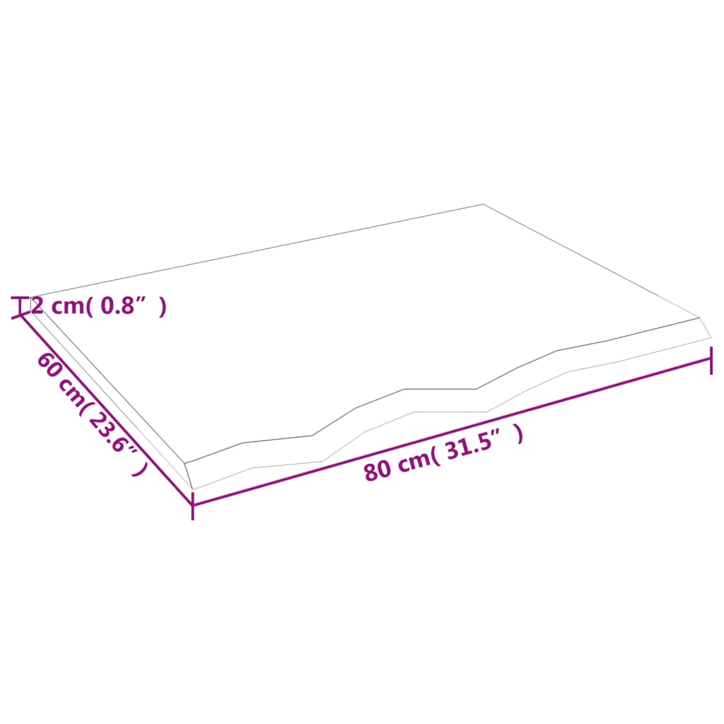 Kupaonska radna ploča 80x60x2 cm netretirano masivno drvo