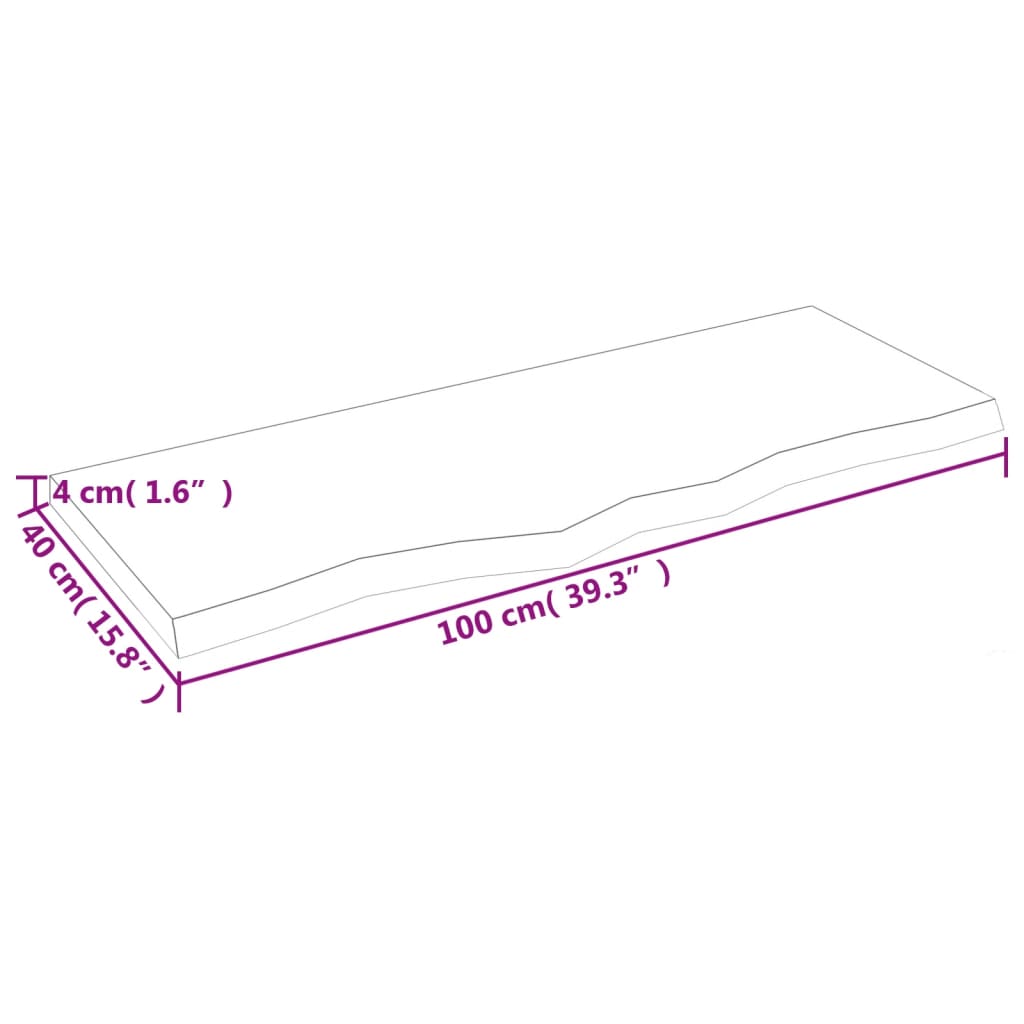 Kupaonska radna ploča 100x40x(2-4) cm netretirano masivno drvo