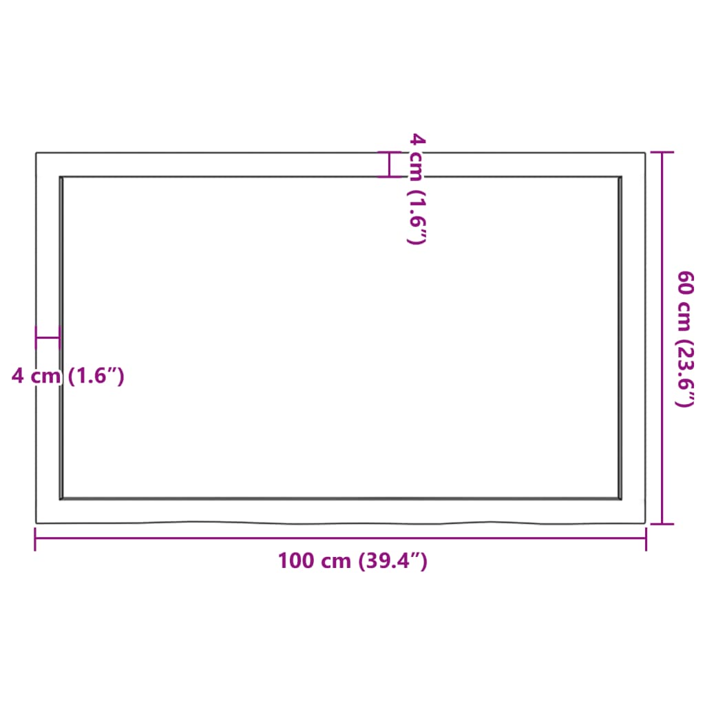Kupaonska radna ploča 100x60x(2-4) cm netretirano masivno drvo