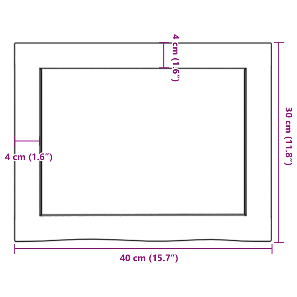 Kupaonska radna ploča svjetlosmeđa 40x30x(2-4) cm masivno drvo
