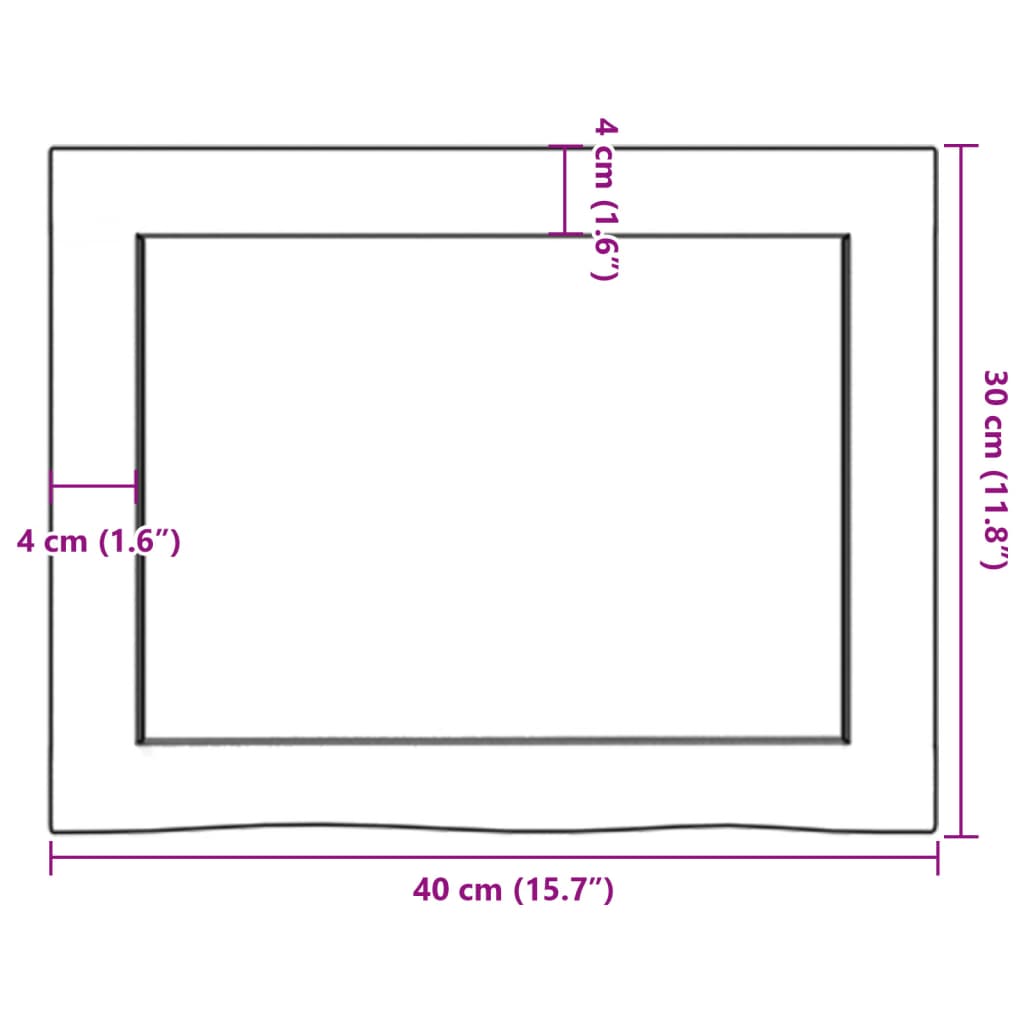 Kupaonska radna ploča svjetlosmeđa 40x30x(2-6) cm masivno drvo