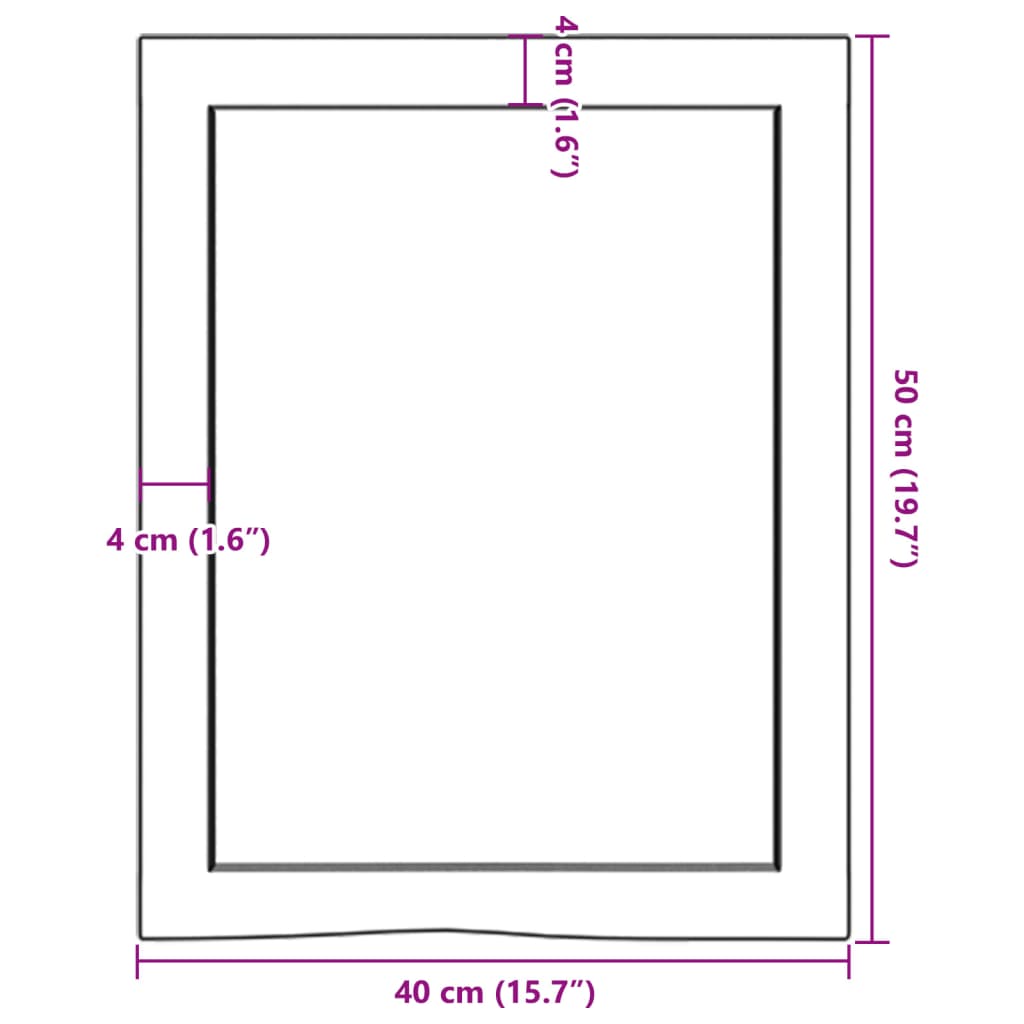 Kupaonska radna ploča svjetlosmeđa 40x50x(2-4) cm masivno drvo