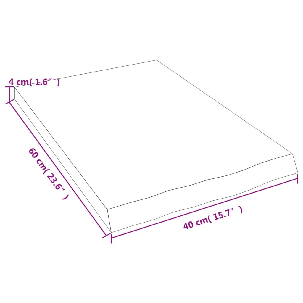Kupaonska radna ploča svjetlosmeđa 40x60x(2-4) cm masivno drvo