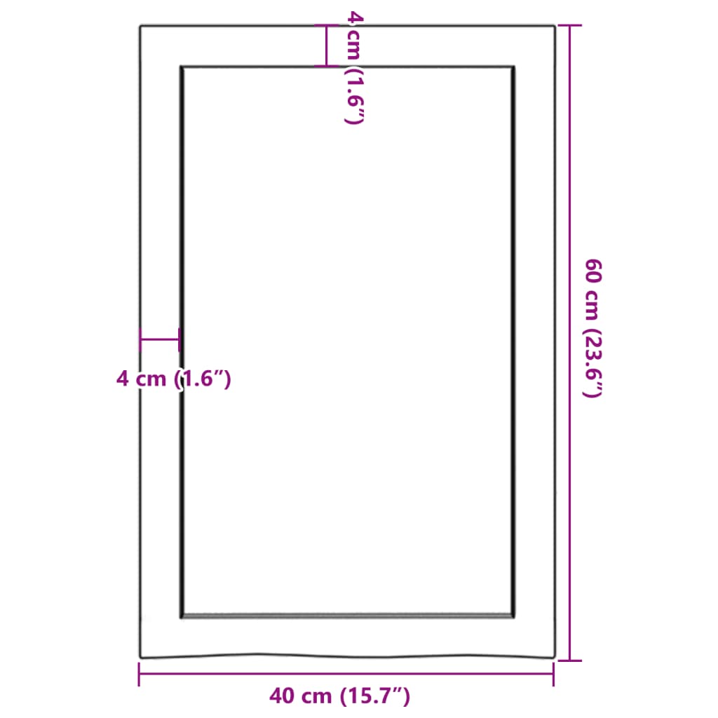 Kupaonska radna ploča svjetlosmeđa 40x60x(2-4) cm masivno drvo