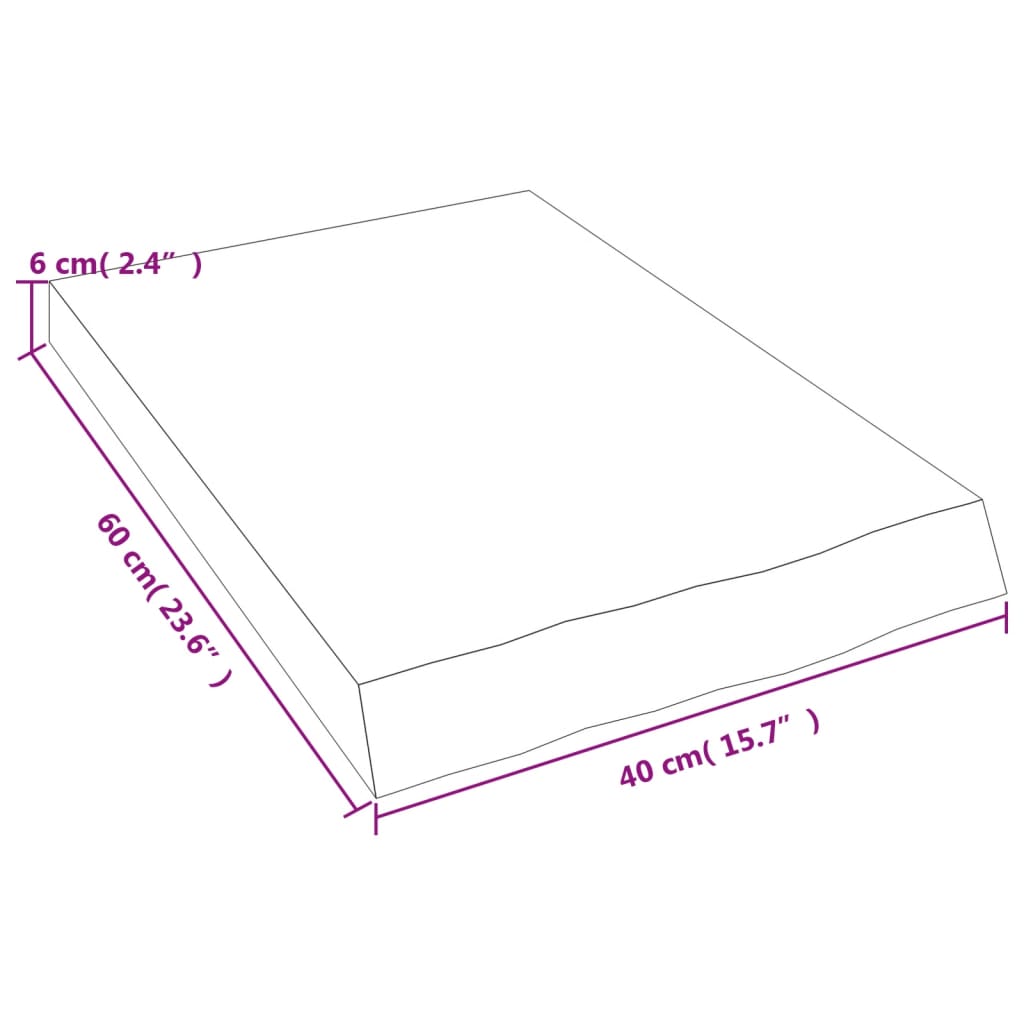 Kupaonska radna ploča svjetlosmeđa 40x60x(2-6) cm masivno drvo