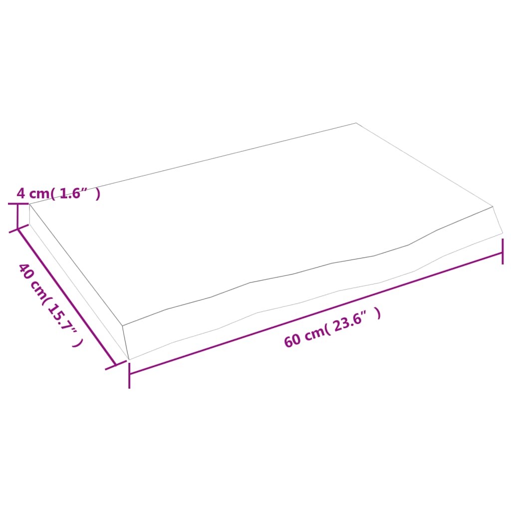 Kupaonska radna ploča svjetlosmeđa 60x40x(2-4) cm masivno drvo