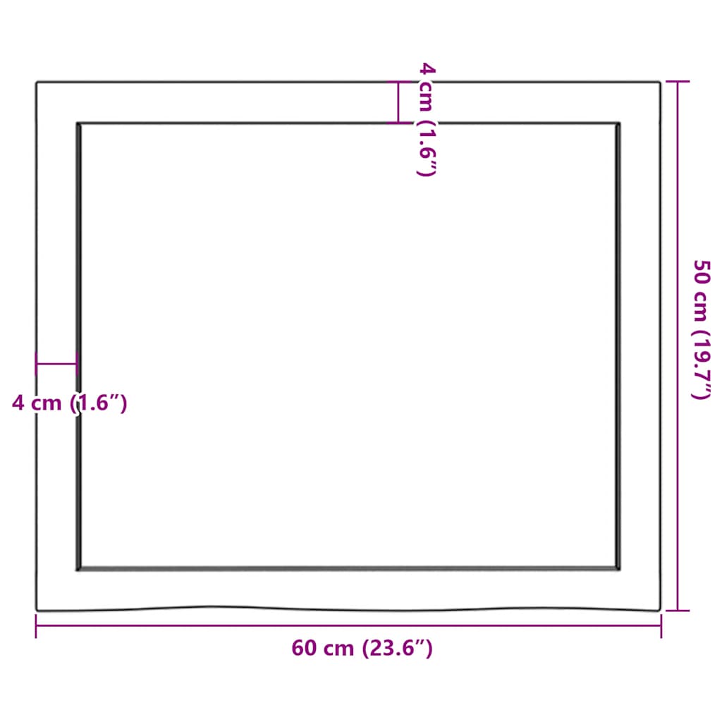 Kupaonska radna ploča svjetlosmeđa 60x50x(2-4) cm masivno drvo