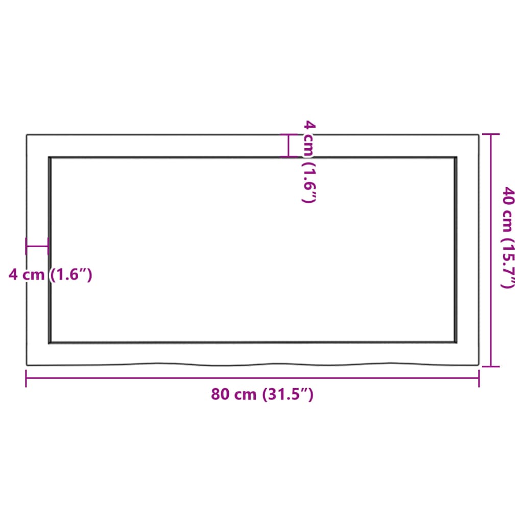 Kupaonska radna ploča svjetlosmeđa 80x40x(2-6) cm masivno drvo