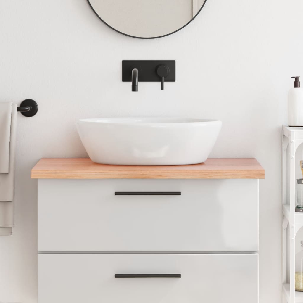 Kupaonska radna ploča svjetlosmeđa 80x50x(2-4) cm masivno drvo
