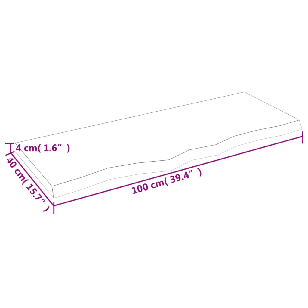 Kupaonska radna ploča svjetlosmeđa 100x40x(2-4) cm masivno drvo