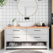 Kupaonska radna ploča svjetlosmeđa 160x40x(2-4) cm masivno drvo