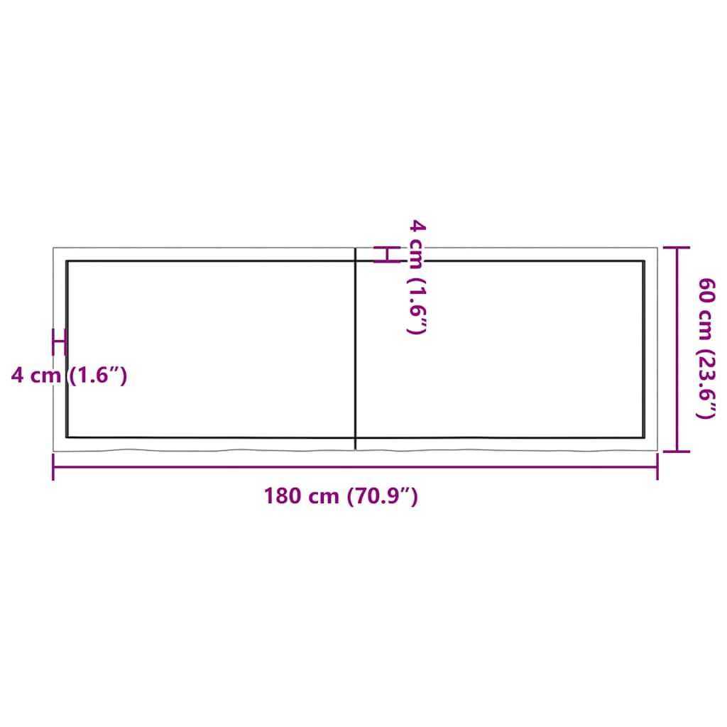 Kupaonska radna ploča svjetlosmeđa 180x60x(2-4) cm masivno drvo