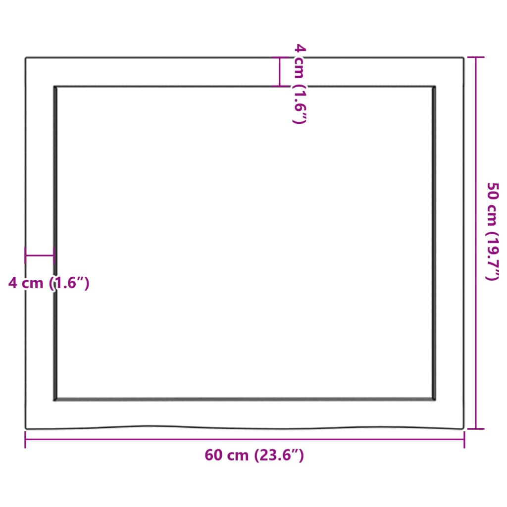 Kupaonska radna ploča tamnosmeđa 60x50x(2-4) cm tretirano drvo