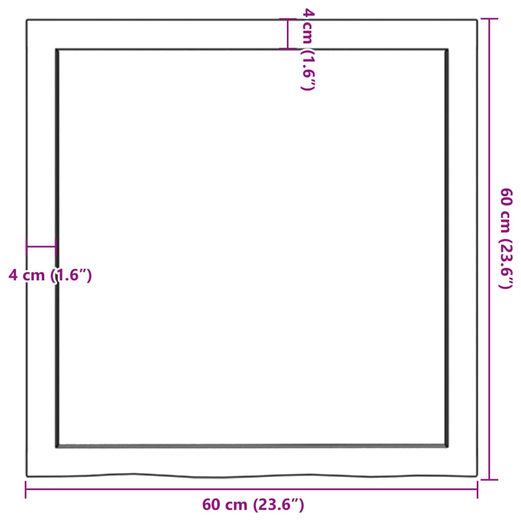Kupaonska radna ploča tamnosmeđa 60x60x(2-6) cm masivno drvo