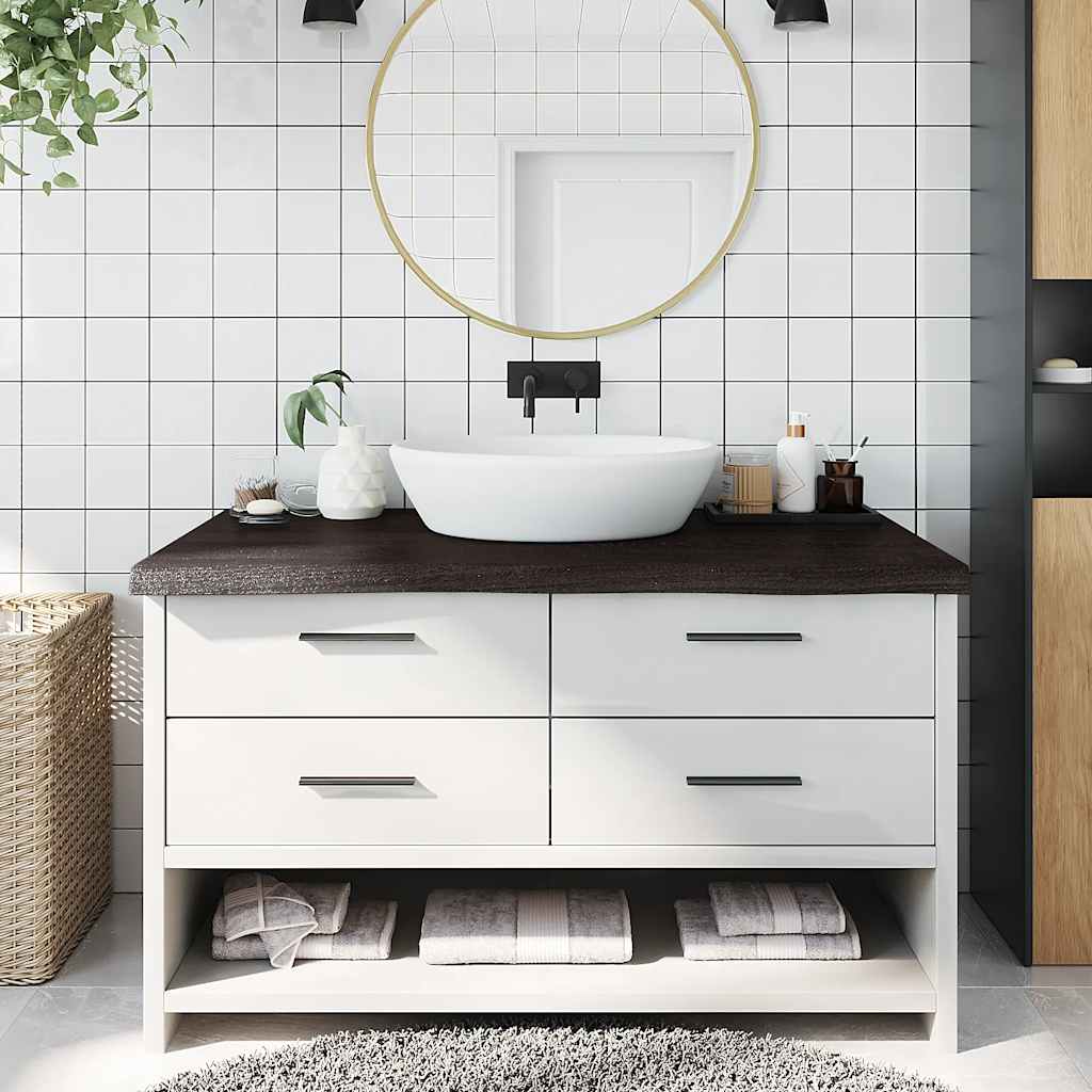 Kupaonska radna ploča tamnosmeđa 100x60x(2-6) cm tretirano drvo
