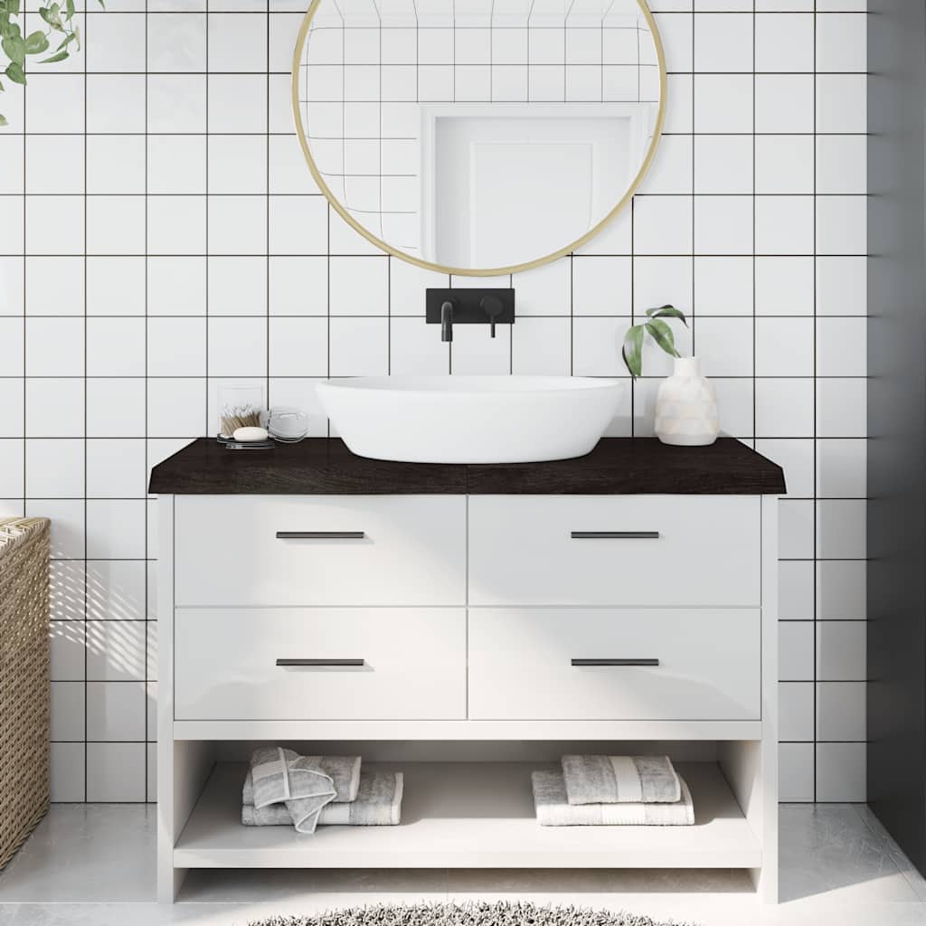 Kupaonska radna ploča tamnosmeđa 120x50x(2-6) cm tretirano drvo