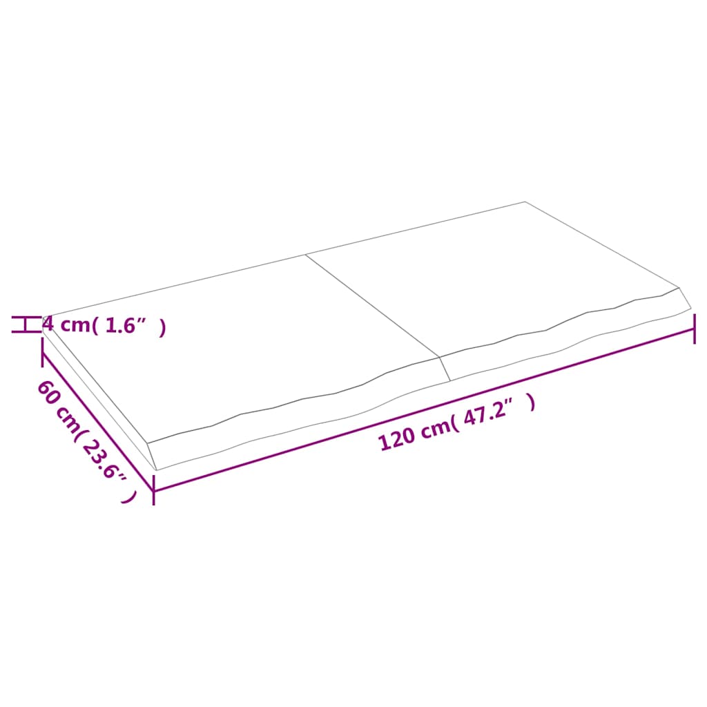 Kupaonska radna ploča tamnosmeđa 120x60x(2-4) cm tretirano drvo
