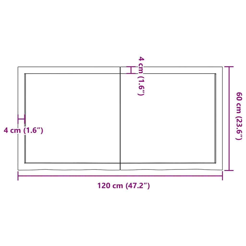 Kupaonska radna ploča tamnosmeđa 120x60x(2-6) cm tretirano drvo