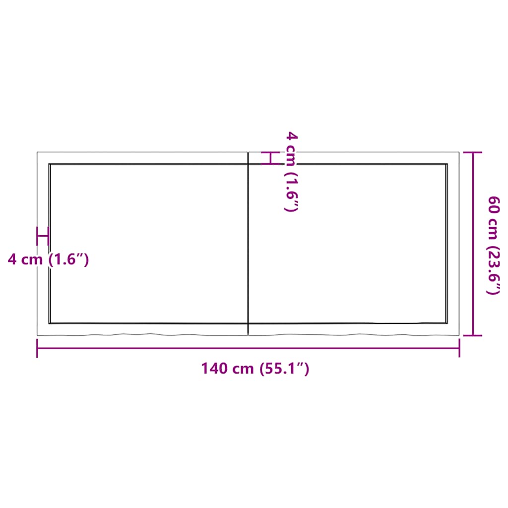 Kupaonska radna ploča tamnosmeđa 140x60x(2-6) cm tretirano drvo