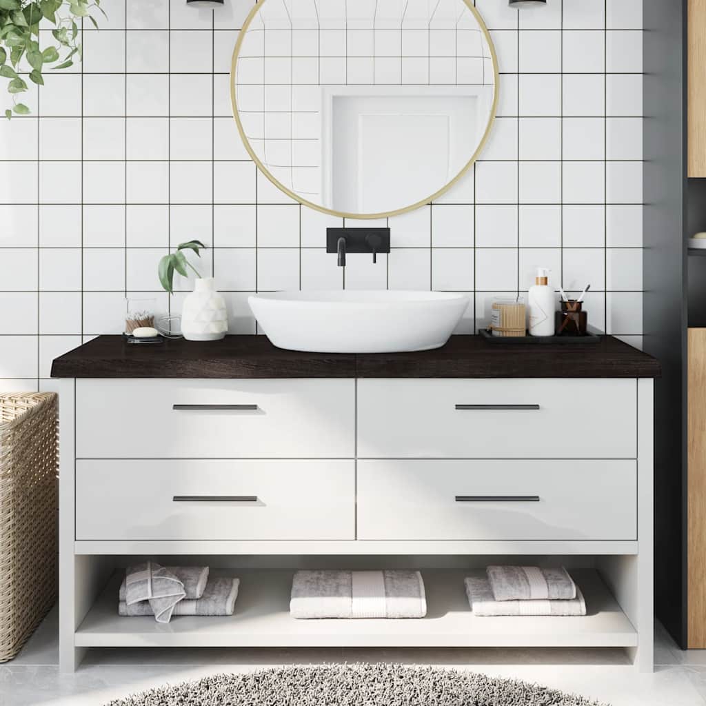 Kupaonska radna ploča tamnosmeđa 160x60x(2-6) cm tretirano drvo