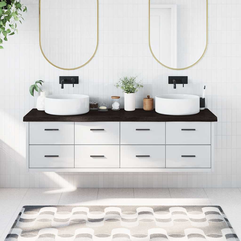 Kupaonska radna ploča tamnosmeđa 180x50x(2-6) cm tretirano drvo