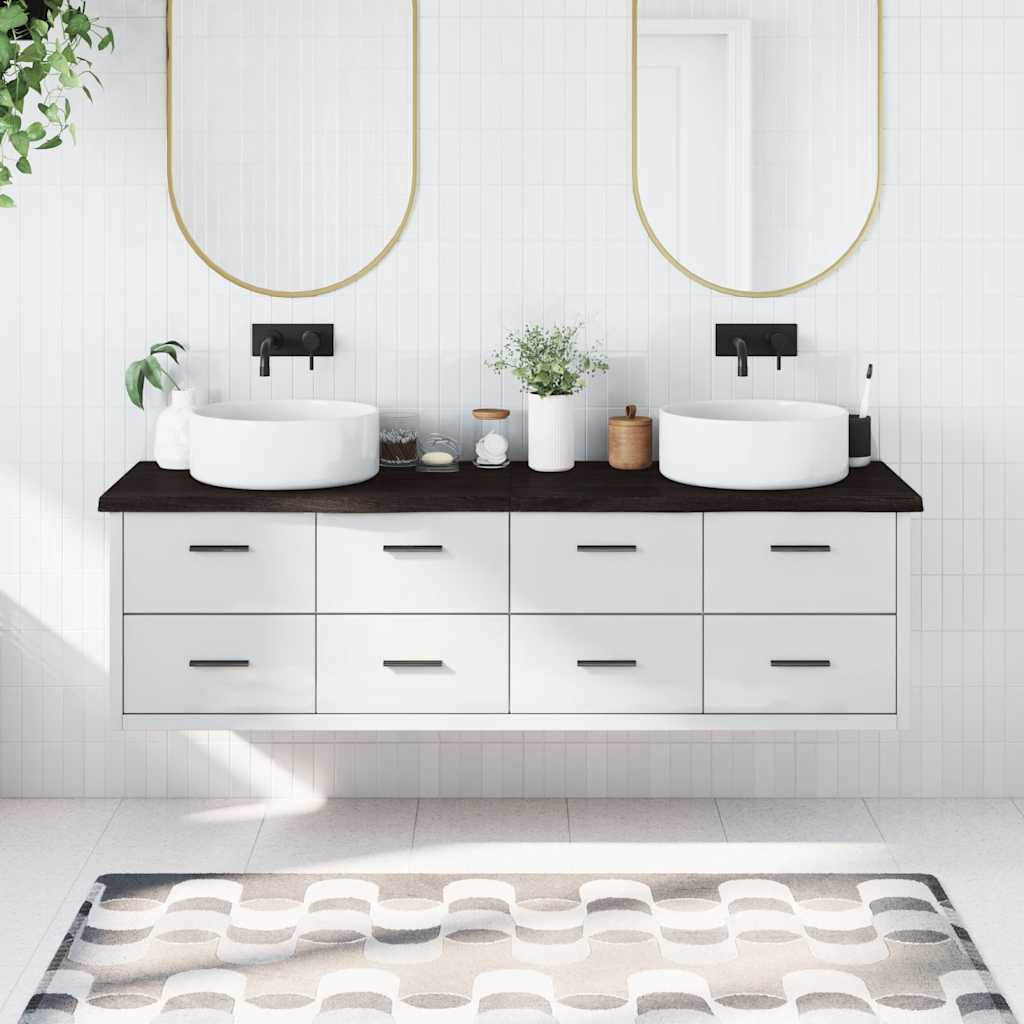 Kupaonska radna ploča tamnosmeđa 180x60x(2-4) cm tretirano drvo