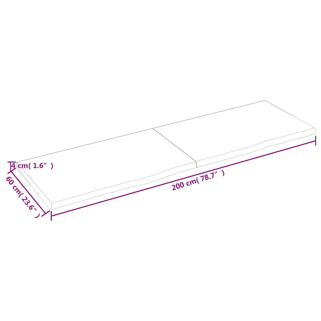 Kupaonska radna ploča tamnosmeđa 200x60x(2-4) cm tretirano drvo
