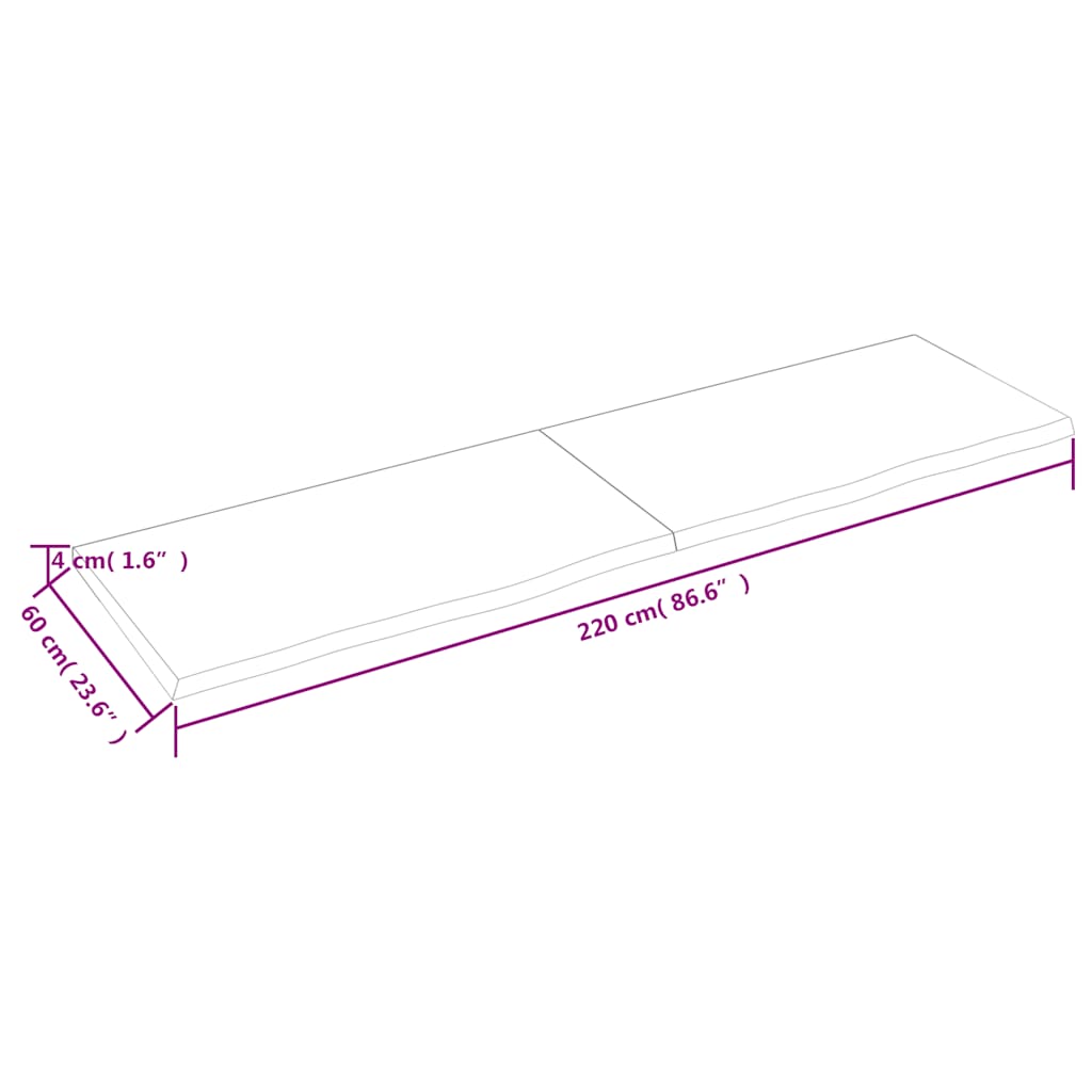 Kupaonska radna ploča tamnosmeđa 220x50x(2-4) cm tretirano drvo