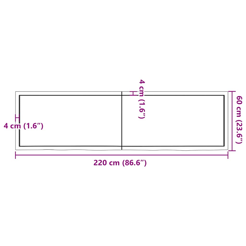 Kupaonska radna ploča tamnosmeđa 220x50x(2-4) cm tretirano drvo