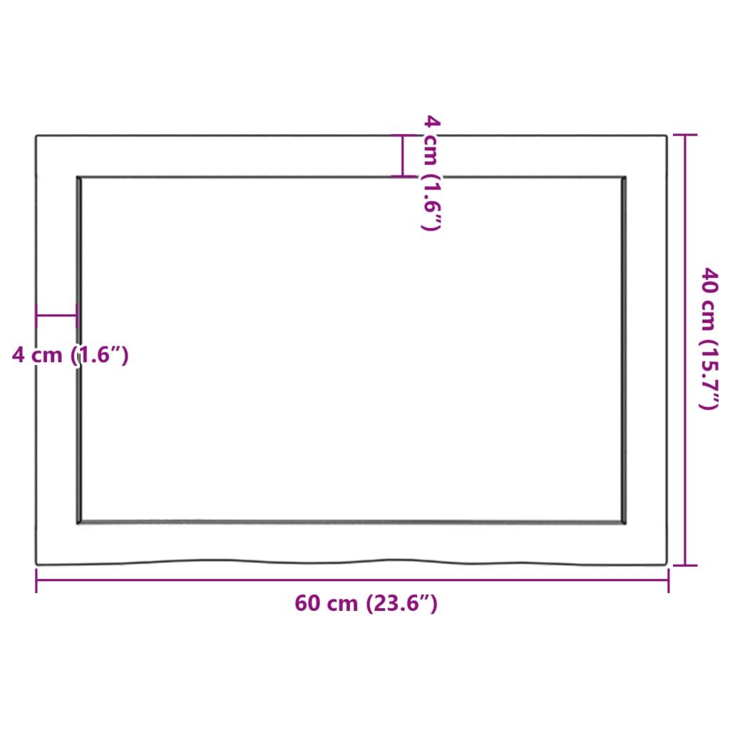 Stolna ploča 60x40x(2-4) cm od netretirane masivne hrastovine