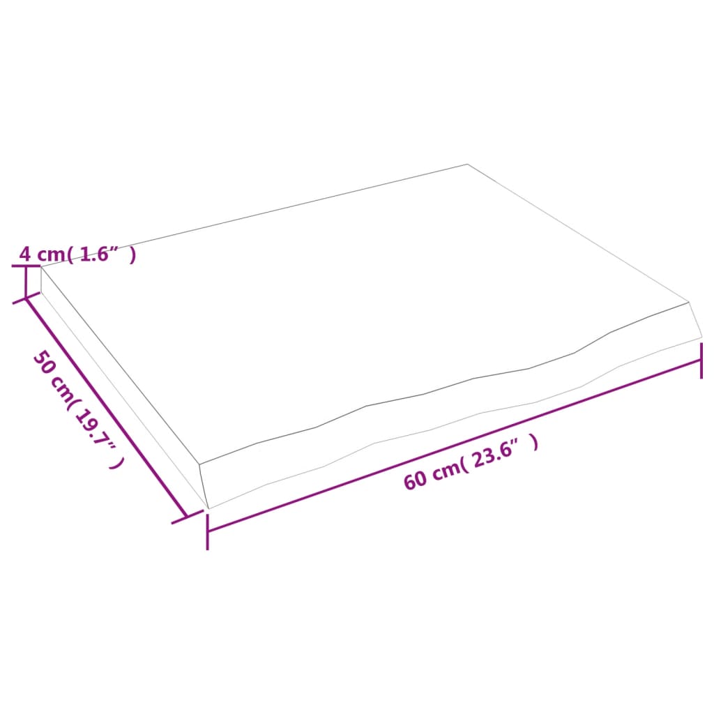 Stolna ploča 60x50x(2-4) cm od netretirane masivne hrastovine