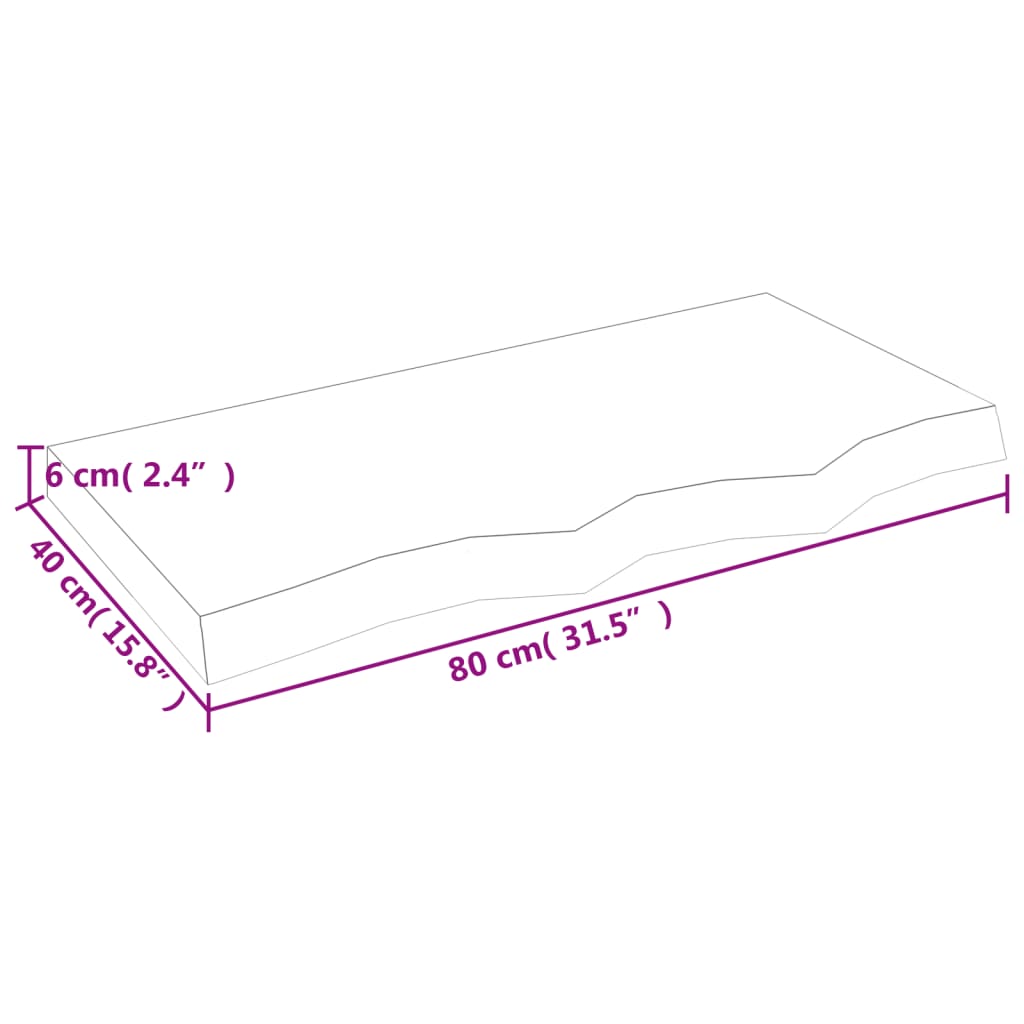 Stolna ploča svjetlosmeđa 80x40x(2-6) cm tretirana hrastovina